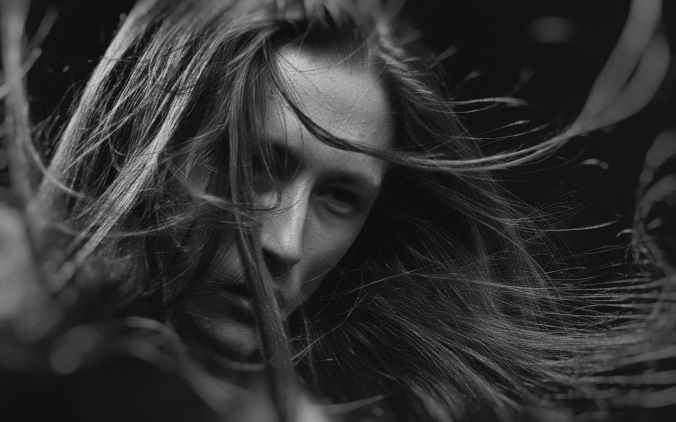 grayscale photo of woman